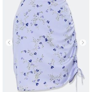 💜 NWT F21 Lavender Floral Ruched Satin Mini M
